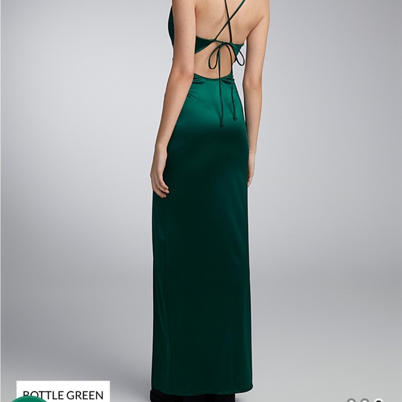 Twik Satiny fitted draped-neck dress from Simon’s - Picture 2 of 7